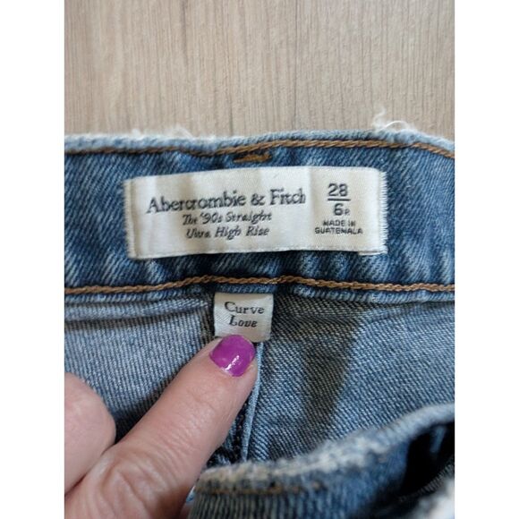 Abercrombie & Fitch Curve Love 90s Straight Ultra High Rise – Size 28/6R  (A6) - Picture 2 of 7